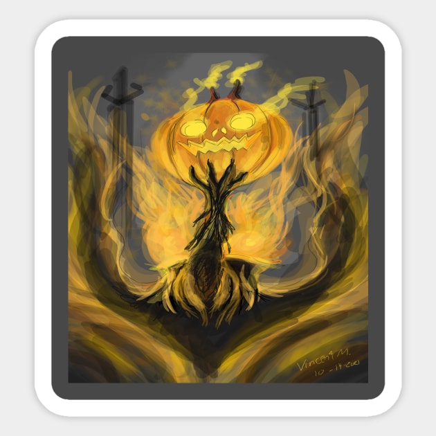 Demonic pumpkin Sticker by Vince78